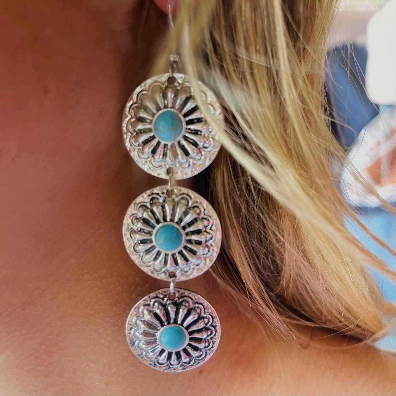 WEST THREE CONCHO EARRINGS